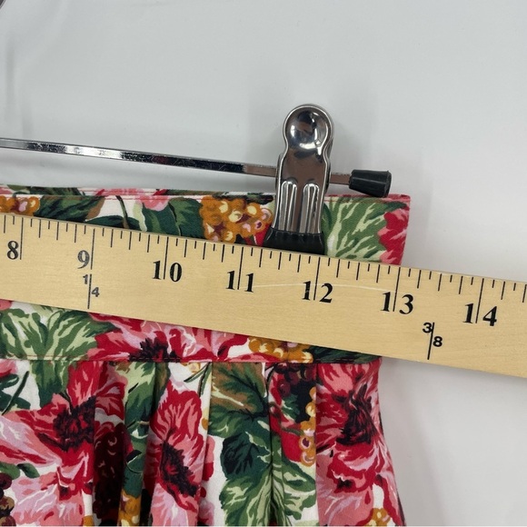 Vtg Herman Geist Velvet Floral Pleated Maxi Skirt Cotton Yoke Front Womens 8 - Picture 6 of 7